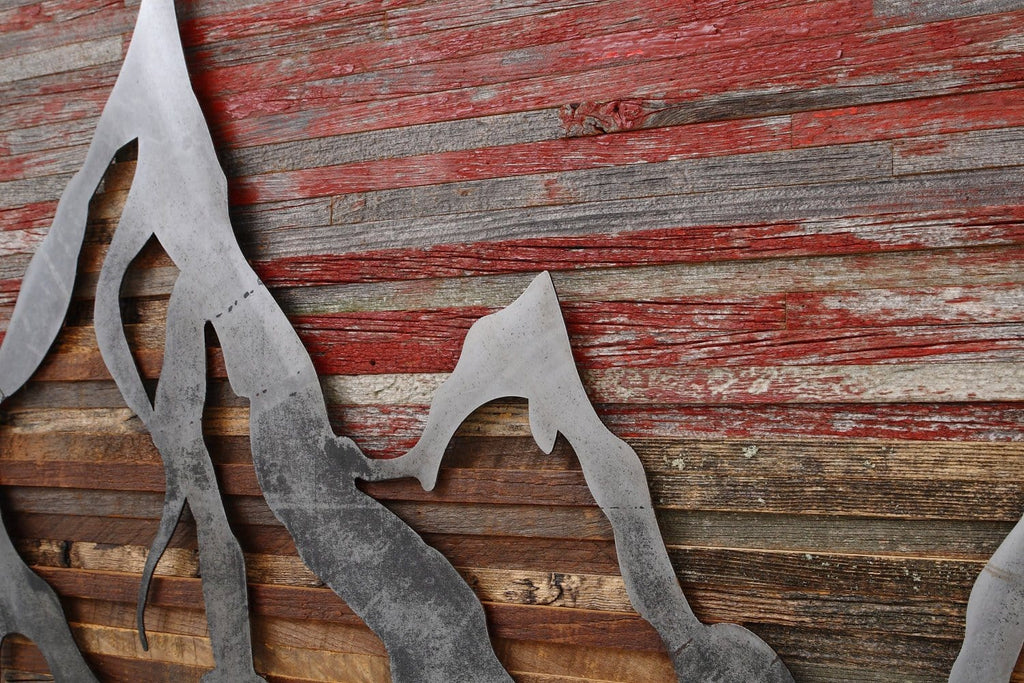 sunset mountainscape wood & metal wall art