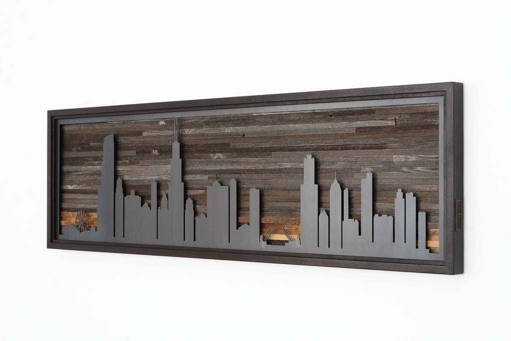Metal & wood chicago skyline 