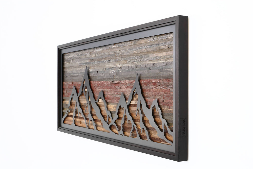 Mountainscape metal & wood wall art