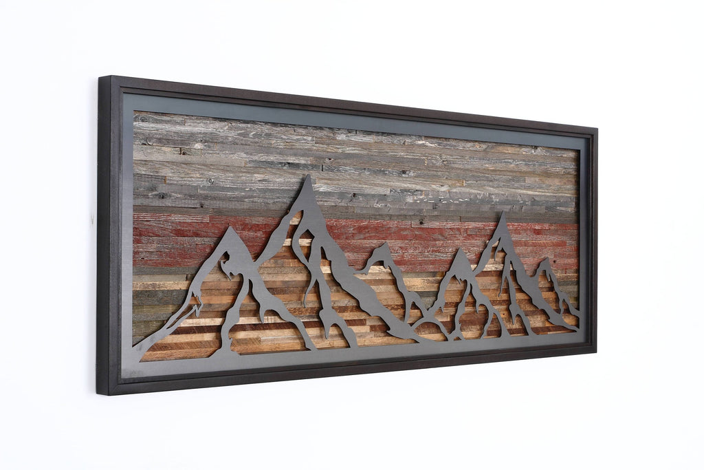 Mountainscape metal & wood wall art