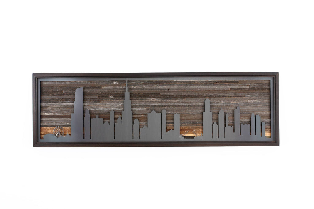 Metal & wood chicago skyline 