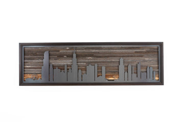 Metal & wood chicago skyline 