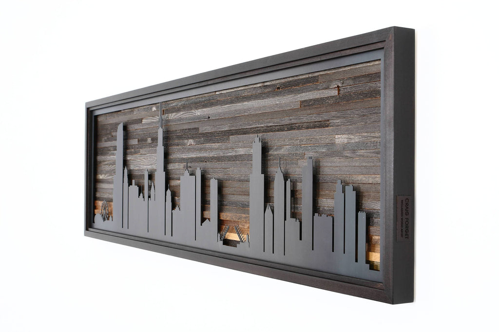 Metal & wood chicago skyline 
