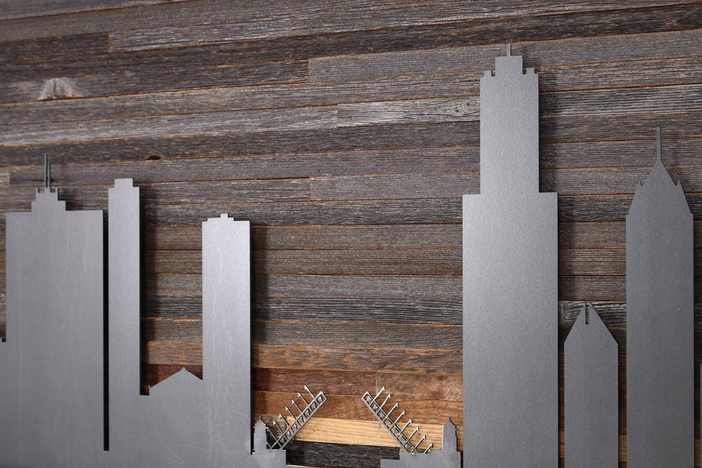 Metal & wood chicago skyline 