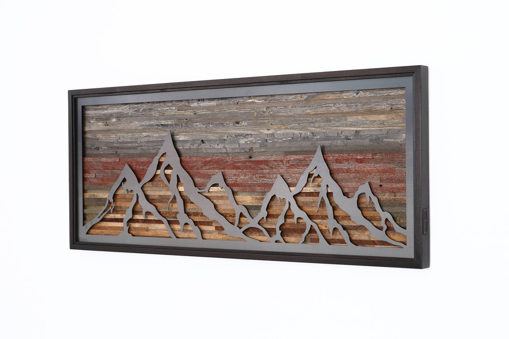 Mountainscape metal & wood wall art