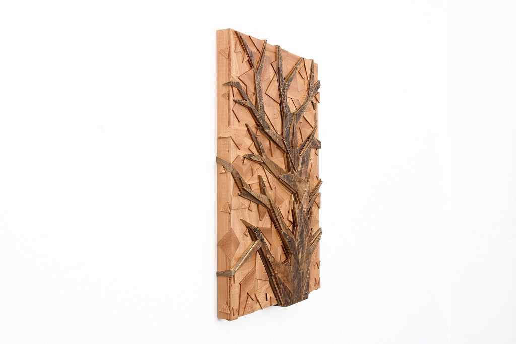 Geometric wood tree art