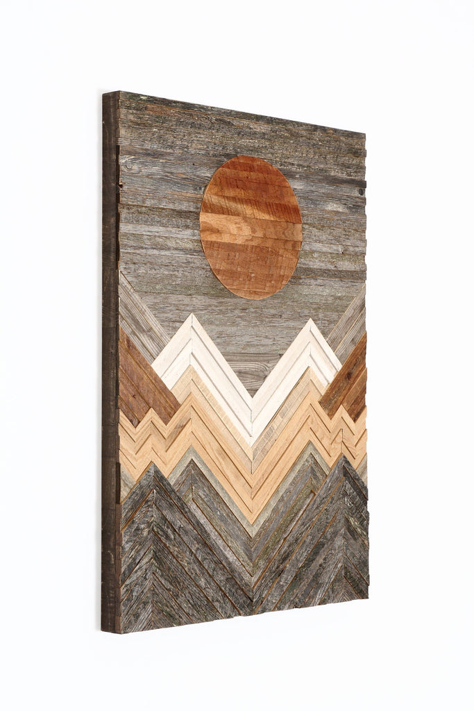 reclaimed wood mountainscape wall art 