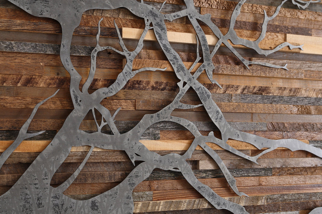 wood & metal artwork of a tree