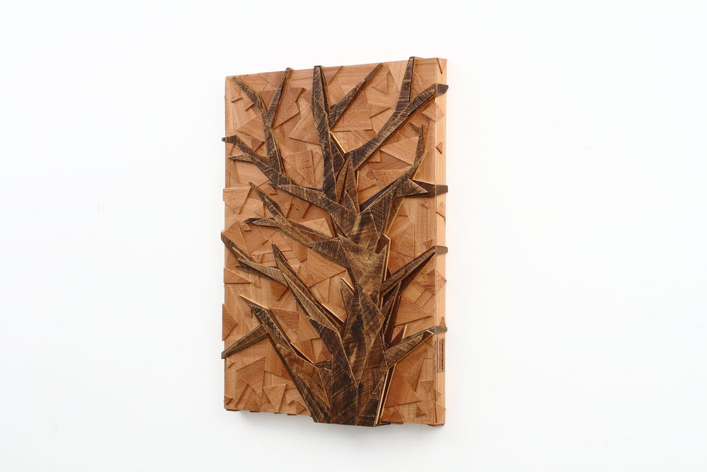 Geometric wood tree art 