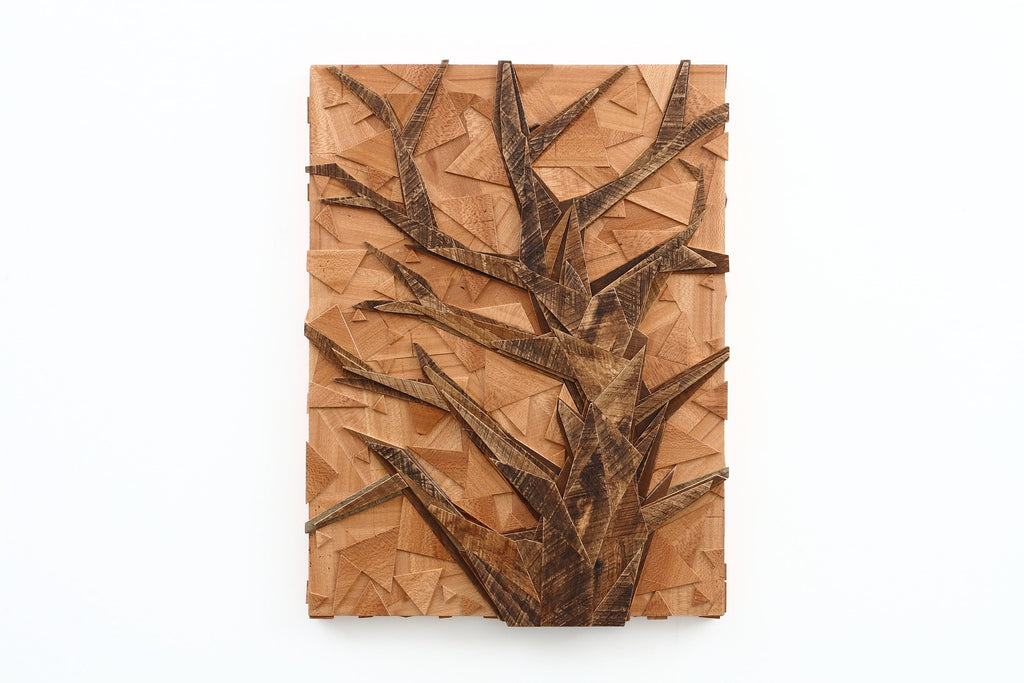 Geometric wood tree art