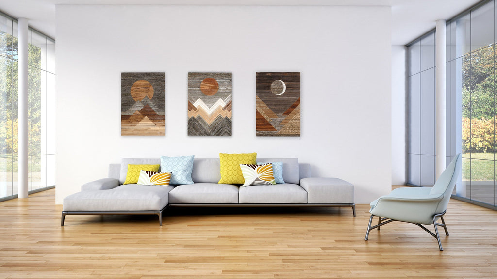 3 piece reclaimed wood wall art