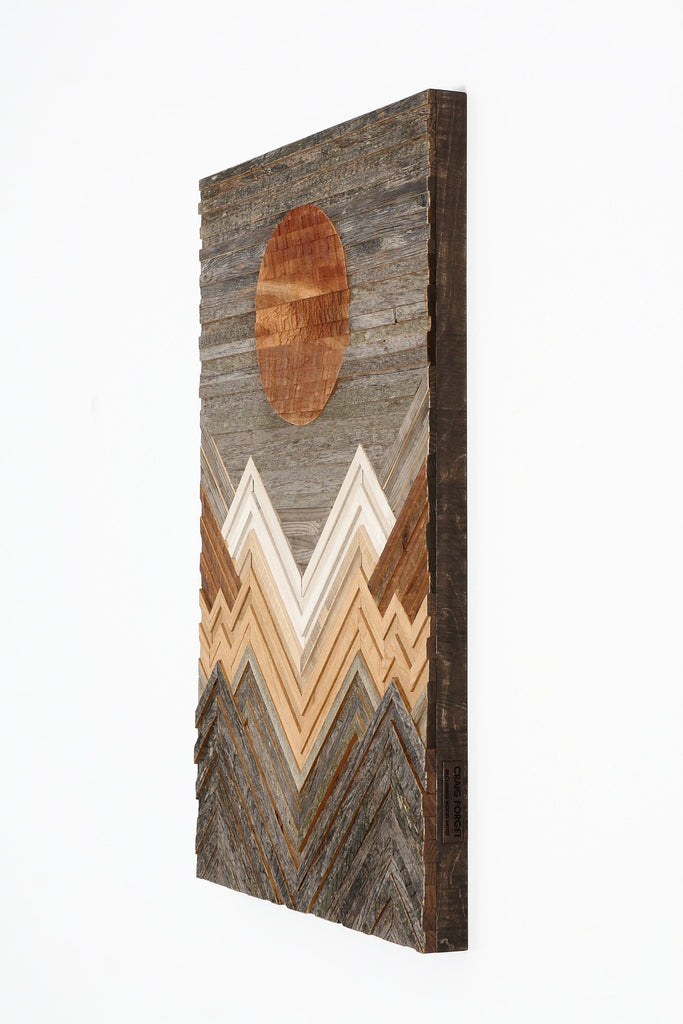 reclaimed wood mountainscape wall art 