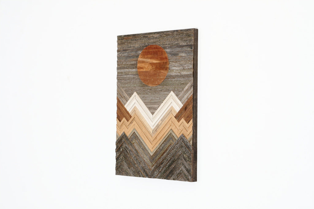 reclaimed wood mountainscape wall art 