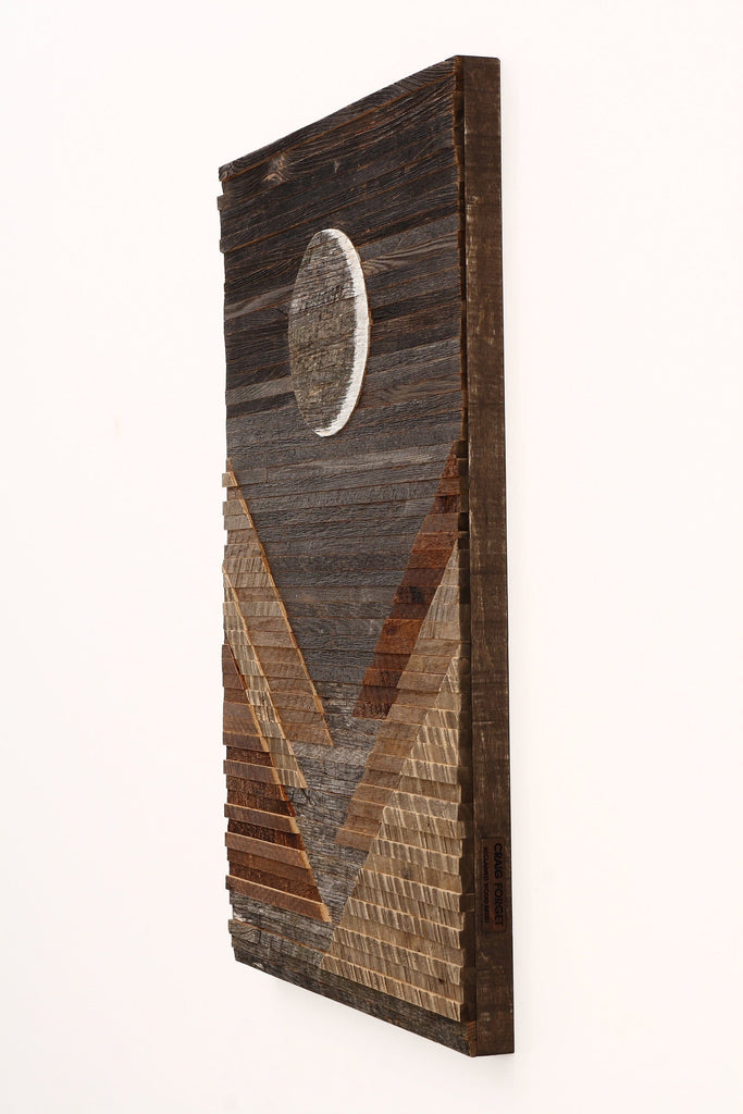 Waxing crescent wood wall art