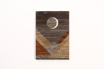 Waxing crescent wood wall art 