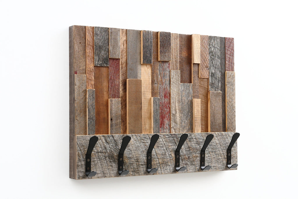 reclaimed wood coat rack wall art 