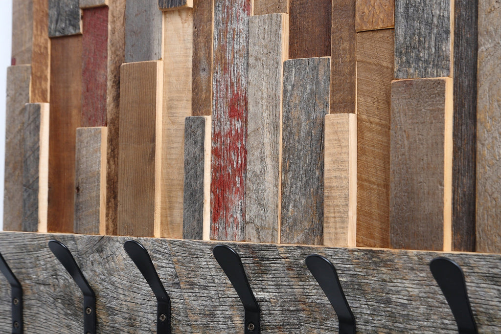 reclaimed wood coat rack wall art 
