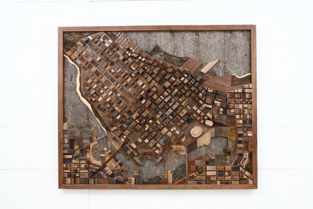 Vancouver Cityscape wood wall art