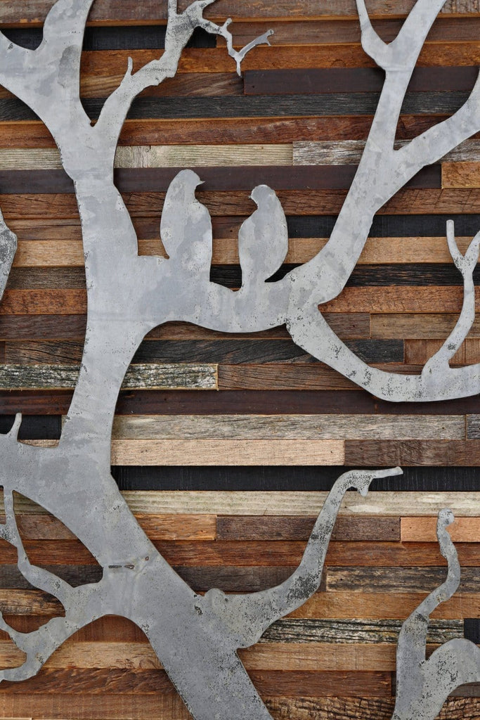 wood & metal artwork of a tree
