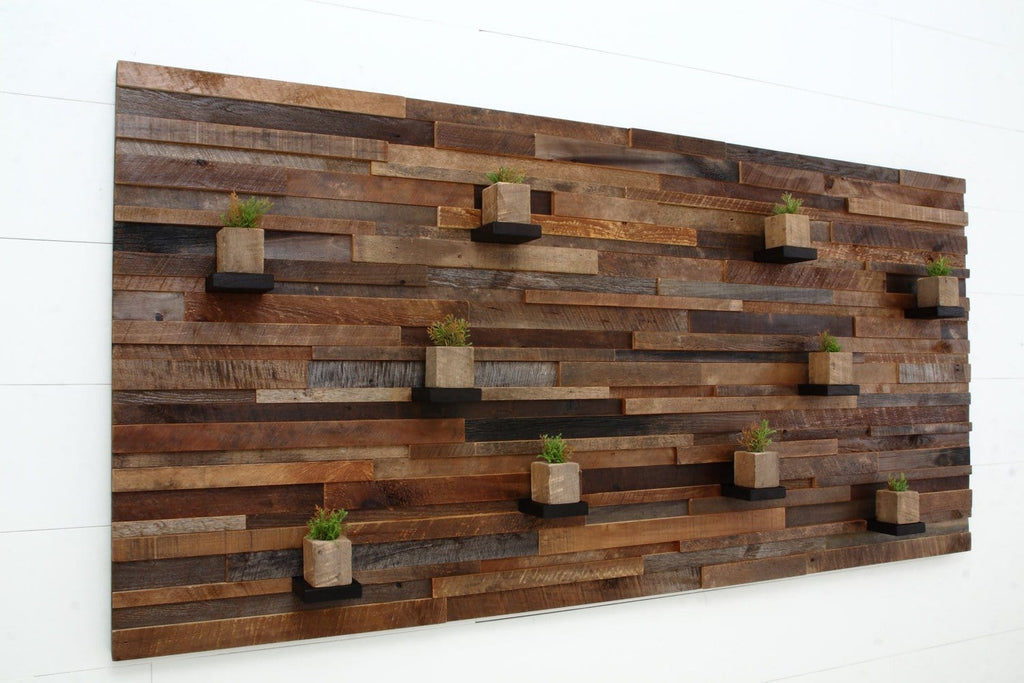 reclaimed wood floating shelf artwork