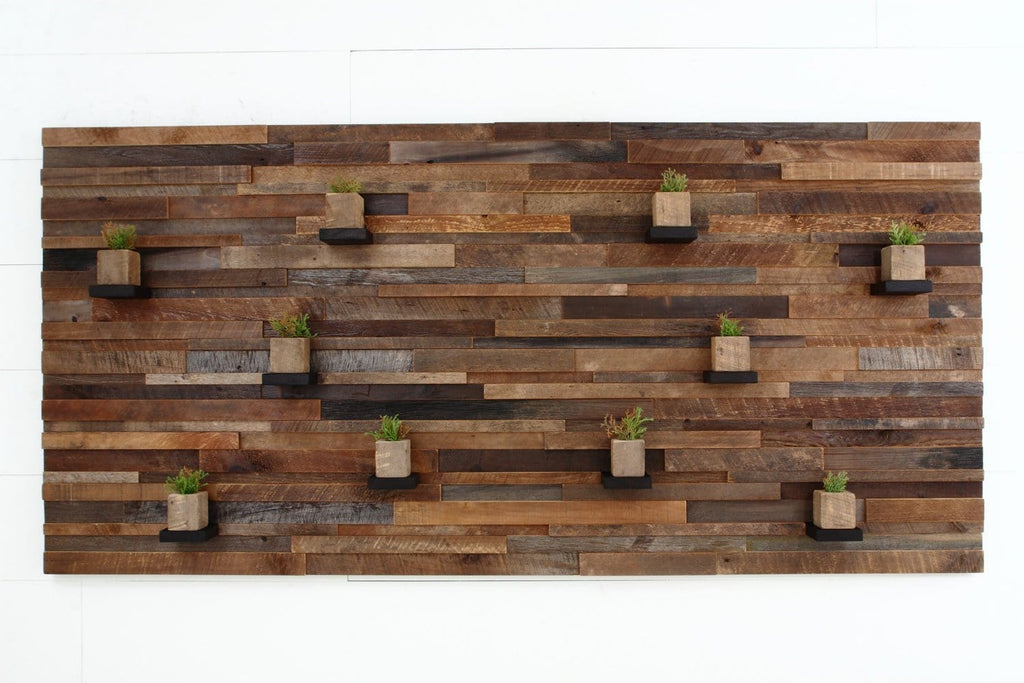 reclaimed wood floating shelf artwork