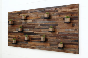 reclaimed wood floating shelf artwork