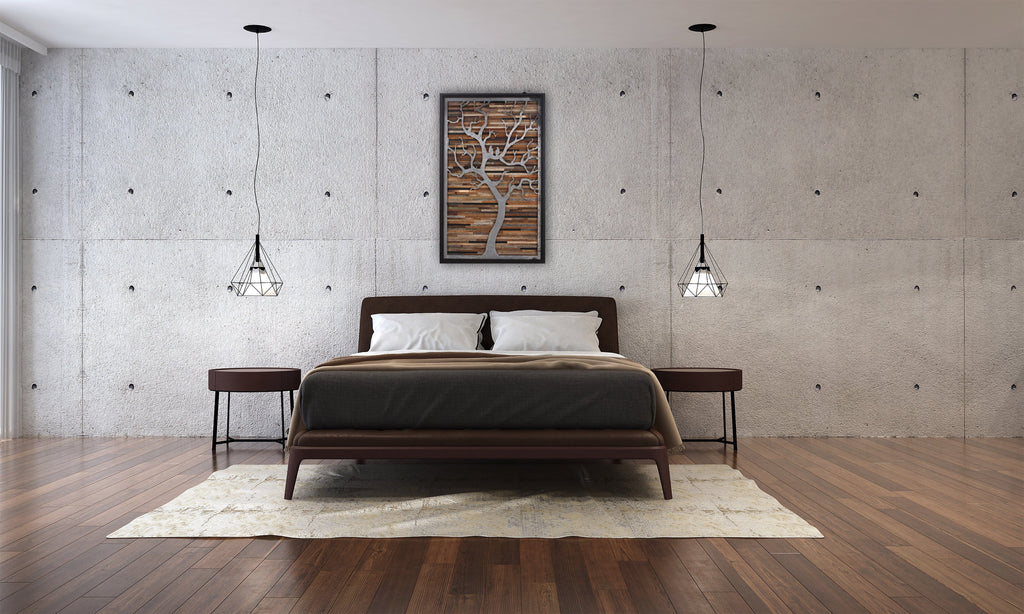 Metal and wood tree art 