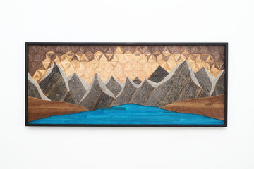 Glacial Mountain Lake, reclaimed wood wall art