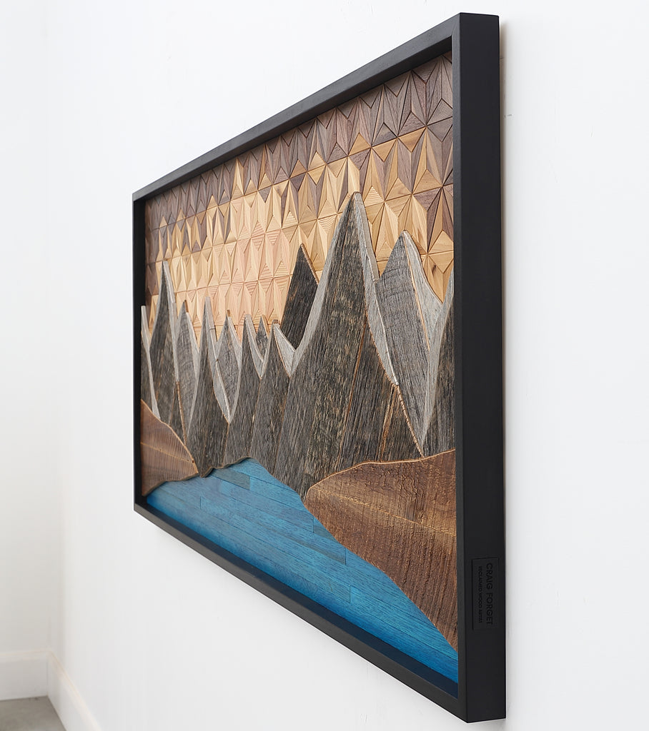 Glacial Mountain Lake, reclaimed wood wall art