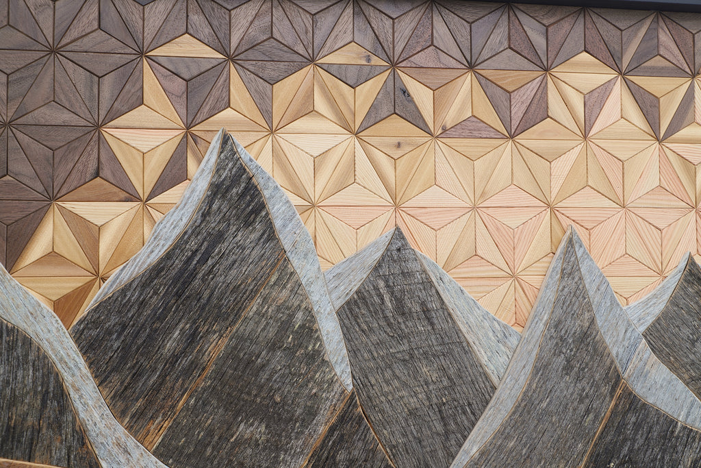 Glacial Mountain Lake, reclaimed wood wall art