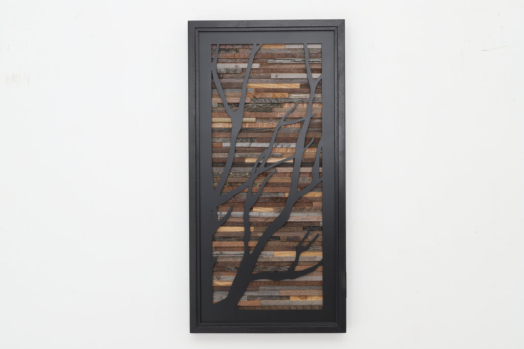 wood & metal tree branch wall sculpture 