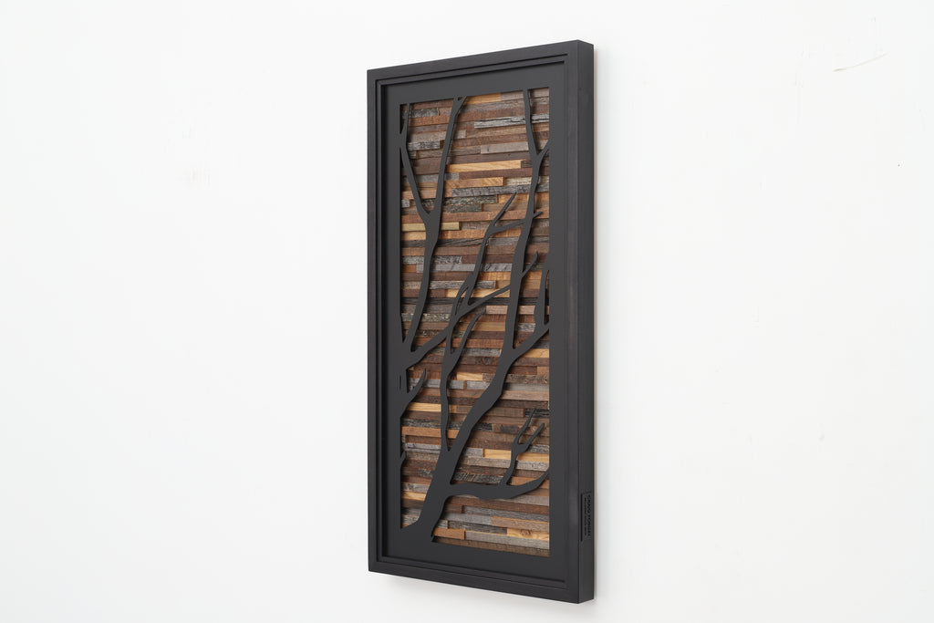wood & metal tree branch wall sculpture 