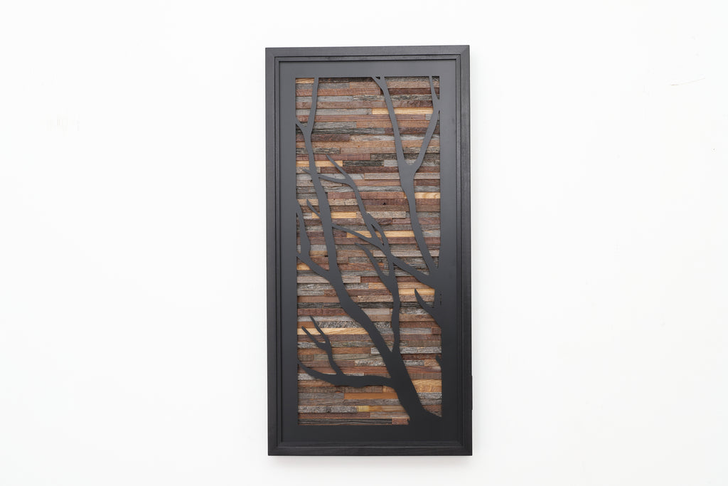 wood & metal tree branch wall sculpture 
