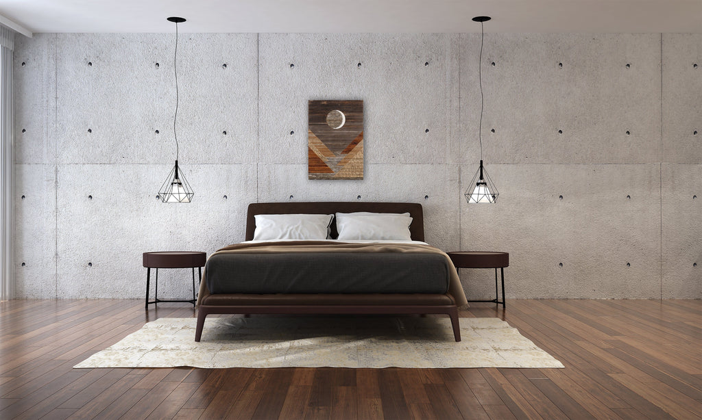 Waxing crescent wood wall art