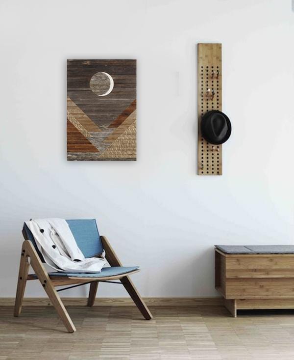 Waxing crescent wood wall art